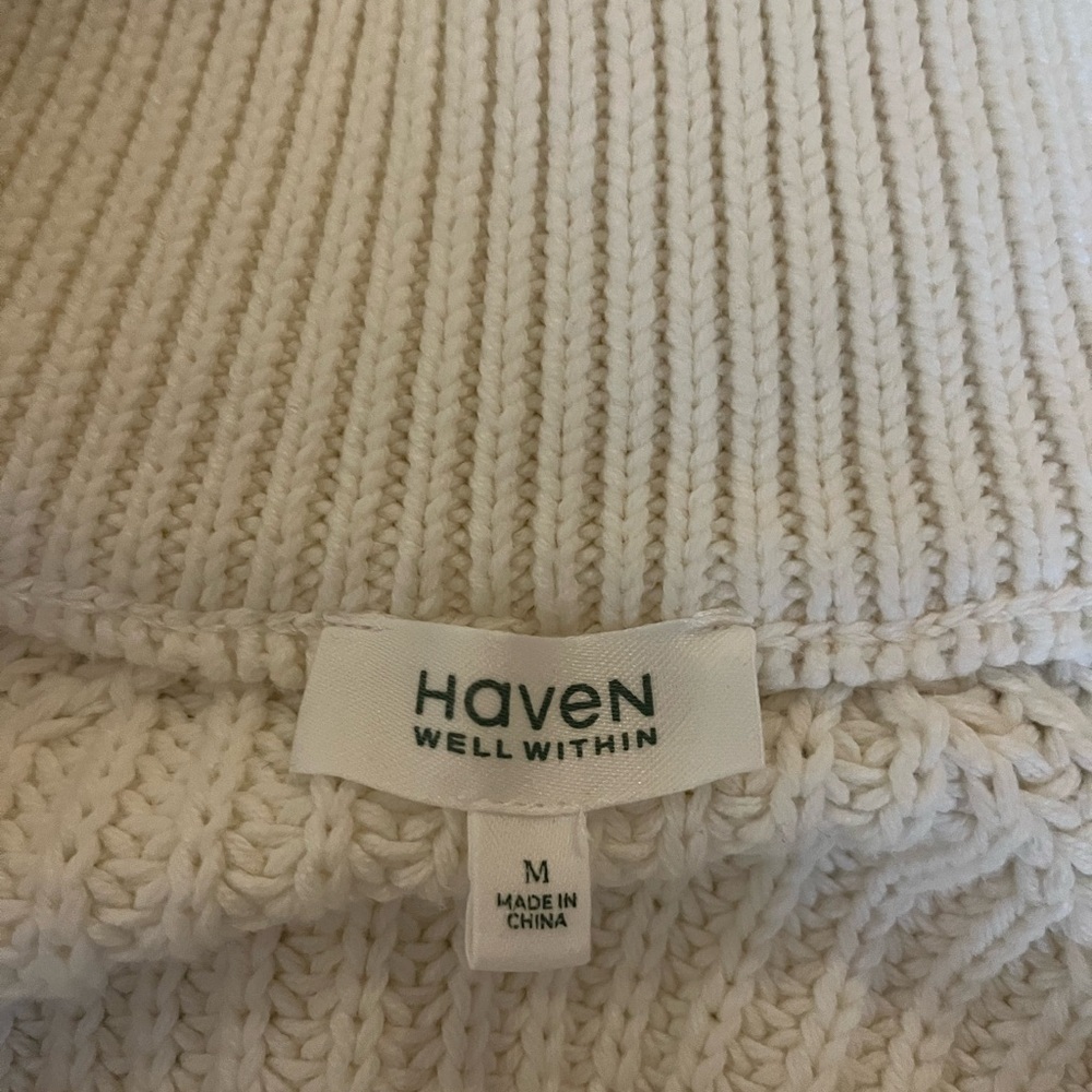 Haven Well Within cream Cowl Neck/ half zip Sweater, women’s size M - Picture 3 of 4